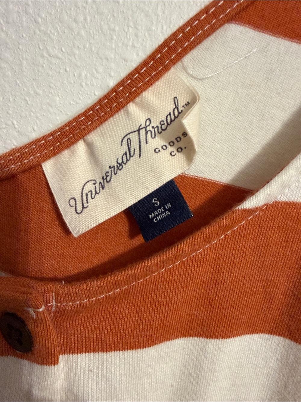 Universal Thread Striped Button-Front Tank — Cream & Rust Orange - Picture 2 of 3
